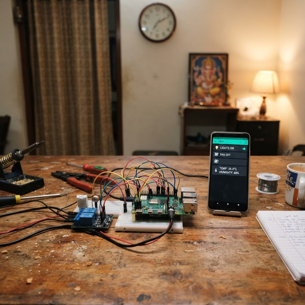 A Raspberry Pi home automation project with sensors and a phone app